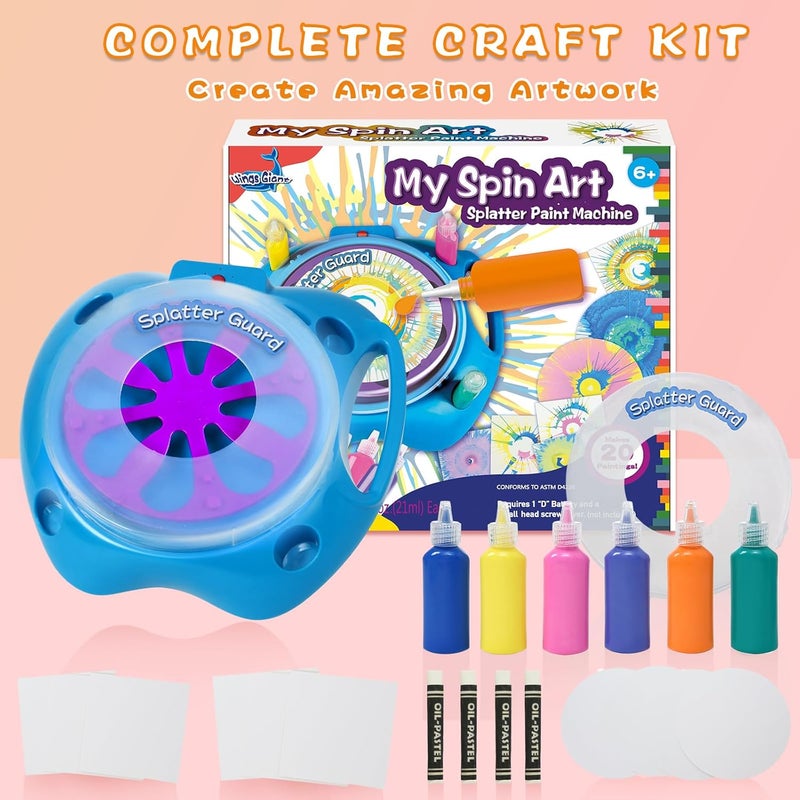Wings Giant Spin Art Machine Variable Speed, Battery Operated Spinner - Paint Spinner with Splatter Guard, Washable Paint, Spin Art Kit, Stem Toys, Arts and Crafts - Image 3